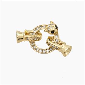 Copper Fox Clasp Pave Zirconia Gold Plated, approx 14-40mm