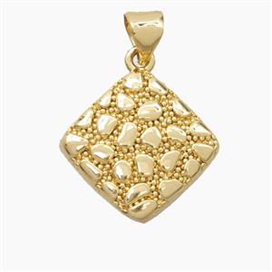 Bohemia Style Copper Square Pendant Gold Plated, approx 18mm