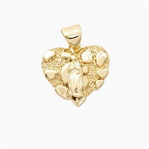 Bohemia Style Copper Heart Pendant Jesus Gold Plated, approx 15mm