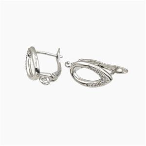 Copper Eye Latchback Earrings Platinum Plated, approx 8.5-15mm, 12mm wide