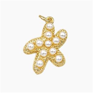 Copper Starfish Pendant Pave Resin Gold Plated, approx 16mm