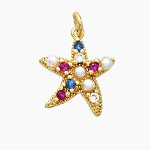 Copper Starfish Pendant Pave Zirconia Resin Gold Plated, approx 15mm