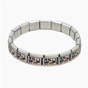 Raw Stainless Steel Module Bracelet With ILoveMyHusband, approx 9-10mm, 17cm length