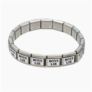 Raw Stainless Steel Module Bracelet With BoysLie, approx 9-10mm, 17cm length