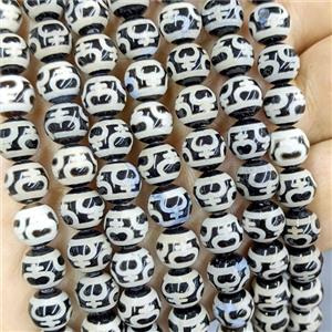 Black Tibetan Agate Beads Smooth Round, approx 8mm