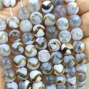 Tibetan Style Agate Beads Smooth Round Dye, approx 10mm