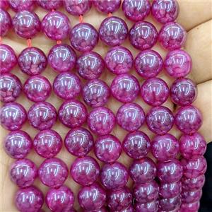 Natural Dragon Veins Agate Beads Red Dye Smooth Round Electroplated, approx 10mm