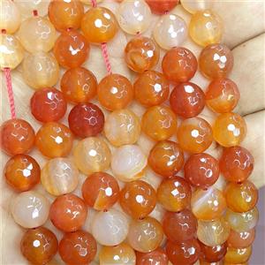 Natural Red Carnelian Agate Round Beads Faceted, approx 6mm