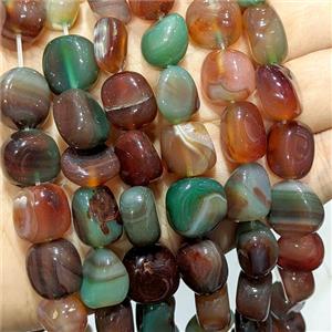 Green Red Stripe Agate Chip Beads Freeform Dye, approx 12-14mm