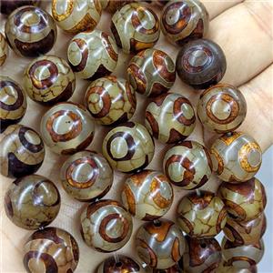 Tibetan Agate Beads Eye Coffee Smooth Round, approx 14mm