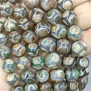 Tibetan Agate Beads Green Tortoise Smooth Round, approx 10mm