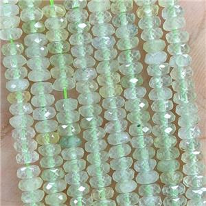 Natural Green Prehnite Beads Faceted Rondelle, approx 2x4mm