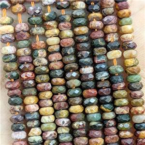 Natural Picasso Jasper Beads Multicolor Faceted Rondelle, approx 2x4mm