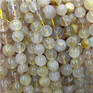 Natural Golden Rutilated Quartz Beads Smooth Round, approx 10mm