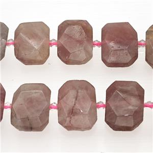 Natural Madagascar Rose Quartz Beads Pink Faceted Rectangle, approx 13-23mm