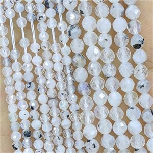 Natural White Moonstone Beads Faceted Round, approx 4mm