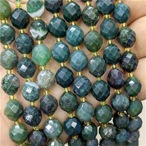 Natural Green Moss Agate Beads Faceted Rice, approx 8-10mm