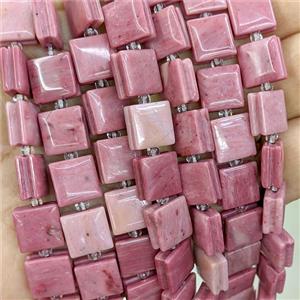 Pink Wood Lace Jasper Square Beads, approx 10mm