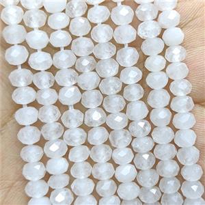 White Jade Beads Faceted Rondelle, approx 4x6mm