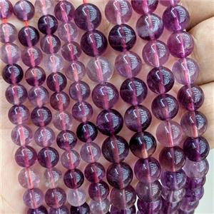 Natural Purple Fluorite Beads Smooth Round, approx 6mm