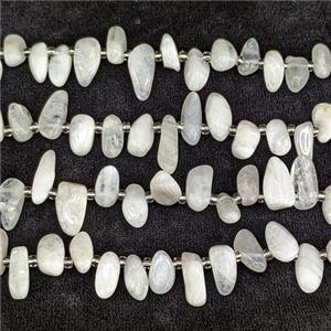 Natural White Moonstone Chips Beads Freeform Topdrilled, approx 7-15mm