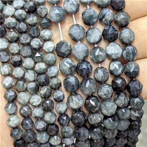 Natural Hawkeye Stone Beads Eagle Cutted Round, approx 6mm