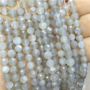 natural Gray Moonstone Beads Faceted Round, approx 6mm