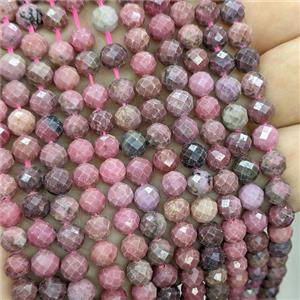 Natural Chinese Rhodonite Beads Red Faceted Round, approx 6mm