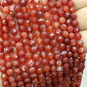 Red Stripe Agate Beads Dye Faceted Round, approx 6mm