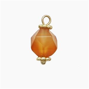 Red Dye Agate Pendant Cut Round Copper Gold Plated, approx 8mm