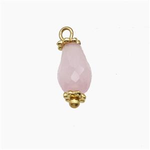 Pink Dye Jade Pendant Teardrop Copper Gold Plated, approx 6-9mm
