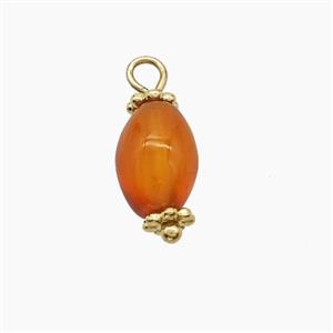 Red Dye Agate Pendant Rice Copper Gold Plated, approx 6-9mm