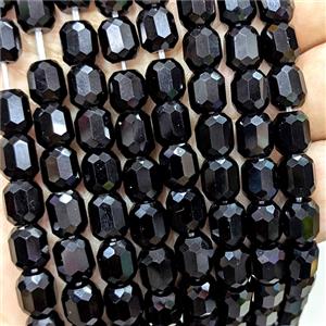 Black Jet Crystal Glass Barrel Beads Faceted, approx 10-11mm, 38pcs per st