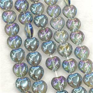 Grayblue Crystal Glass Heart Beads Electroplated, approx 10mm, 41pcs per st