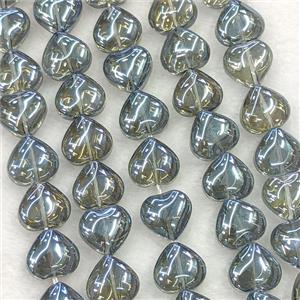 Grayblue Crystal Glass Heart Beads Electroplated, approx 10mm, 41pcs per st