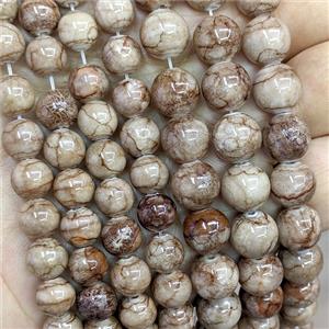 Coffee Botswana Jade Beads Dye Smooth Round, approx 10mm dia