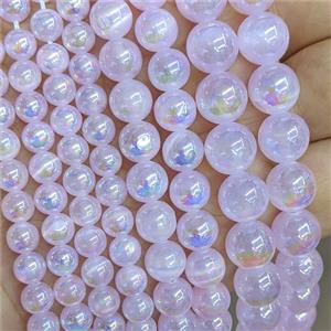 Naural Selenite Beads Electroplated Smooth Round, approx 8mm dia