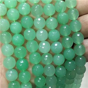 Green Jade Beads Dye Faceted Round, approx 10mm