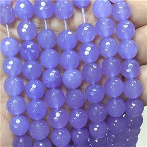 Lavender Jade Beads Dye Faceted Round, approx 12mm