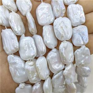 Baroque Style White Pearl Beads Rectangle, approx 16-21mm