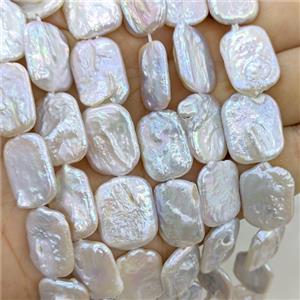 Baroque Style White Pearl Beads Rectangle, approx 14-18mm