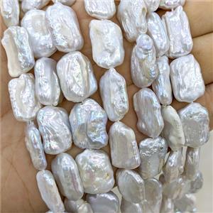 Baroque Style White Pearl Beads Rectangle, approx 13-18mm
