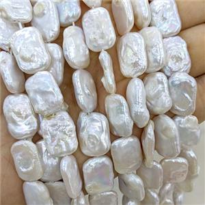 Baroque Style White Pearl Beads Rectangle, approx 13-18mm