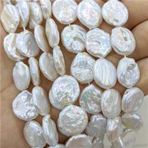 Baroque Style White Pearl Button Beads, approx 15-16mm