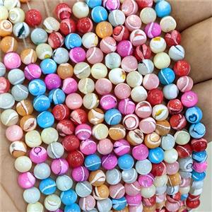 Freshwater Shell Beads Round Smooth Mixed Color Dye, approx 5.5mm