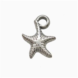 Raw Stainless Steel Starfish Pendant, approx 12-14mm