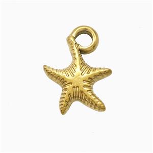 Stainless Steel Starfish Pendant Gold Plated, approx 12-14mm