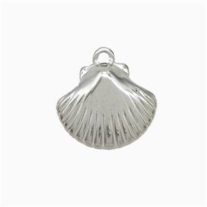 Raw Stainless Steel Scallop Shell Pendant, approx 13-15mm