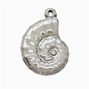 Raw Stainless Steel Spiral Shell Pendant, approx 16-20mm