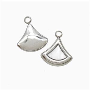Raw Stainless Steel Ginkgo Leaf Pendant Pave Shell, approx 11-12mm
